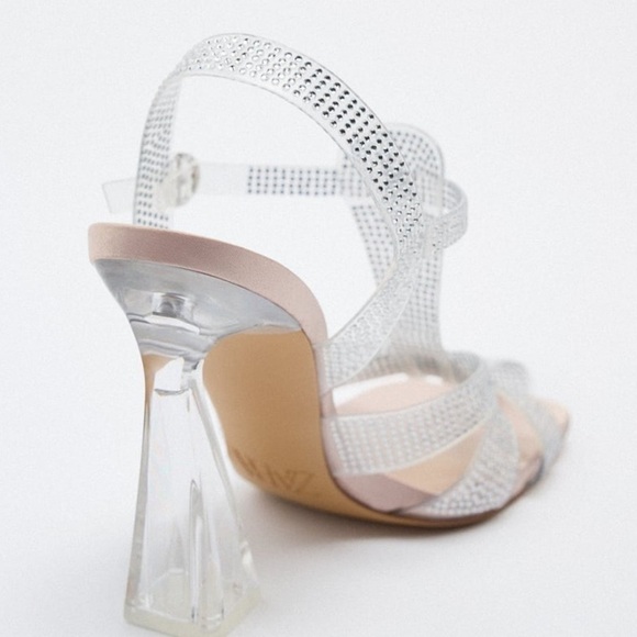 Zara VINYL HEELED CAGE TRANSPARENT SANDALS SZ US 10 EU 41 - Picture 5 of 12